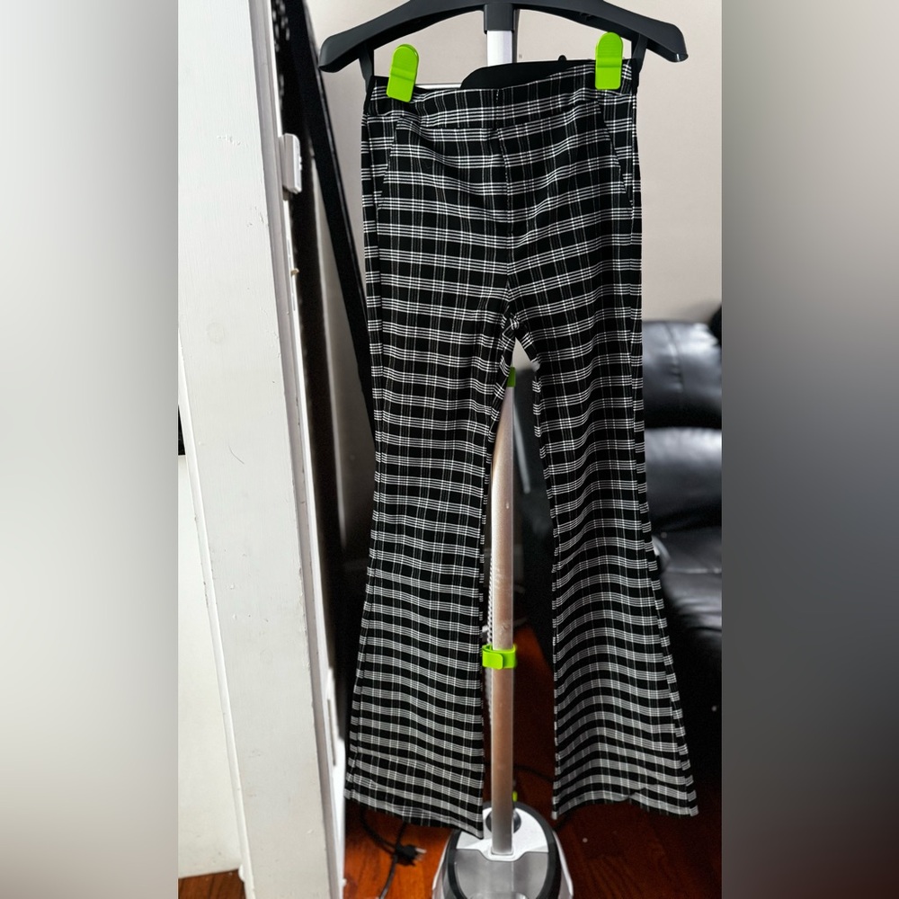 Flare Black and White Checkered Pants